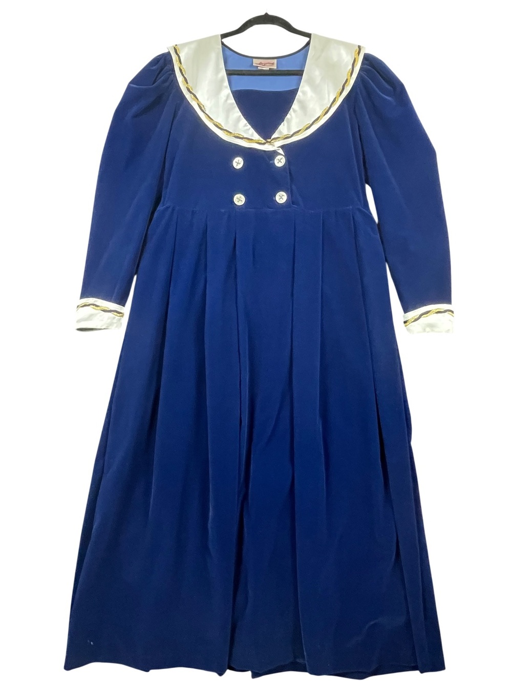 Storybook Heirlooms Velvet-Like Nautical Modest Cottagecore Vintage Dress - 14